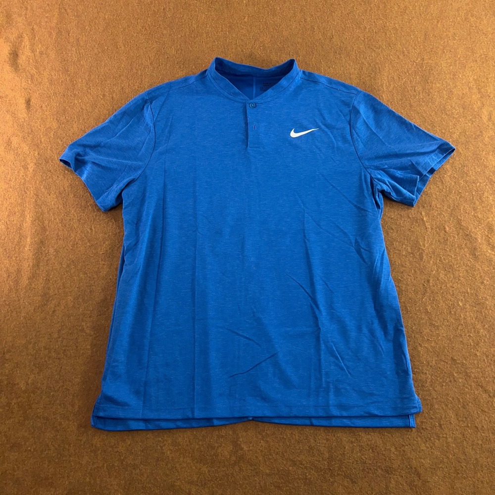 Nike Mens XL Blue Dri-FIT Modern Fit Blade Collar Golf Polo Shirt